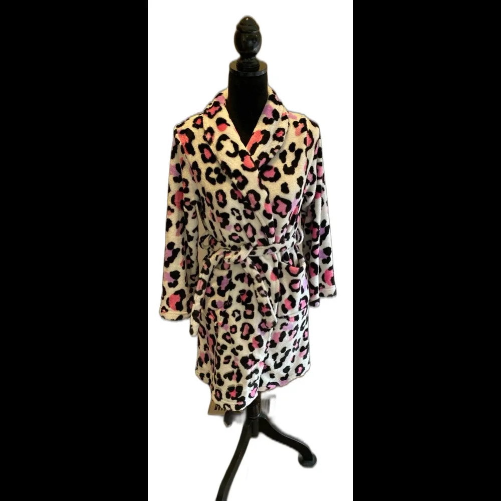 Girls Robe Leopard Pink & Purple Print Size 14 to 16 Super Soft‎ Has Pockets!